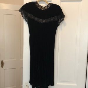 Black velvet 1930s mid length cocktail dress